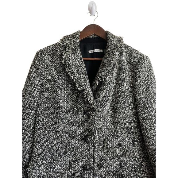 Peter Nygard‎ Women Jacket 12P Black Tweed Fringe Trim Metallic Thread Old Money - Picture 9 of 16
